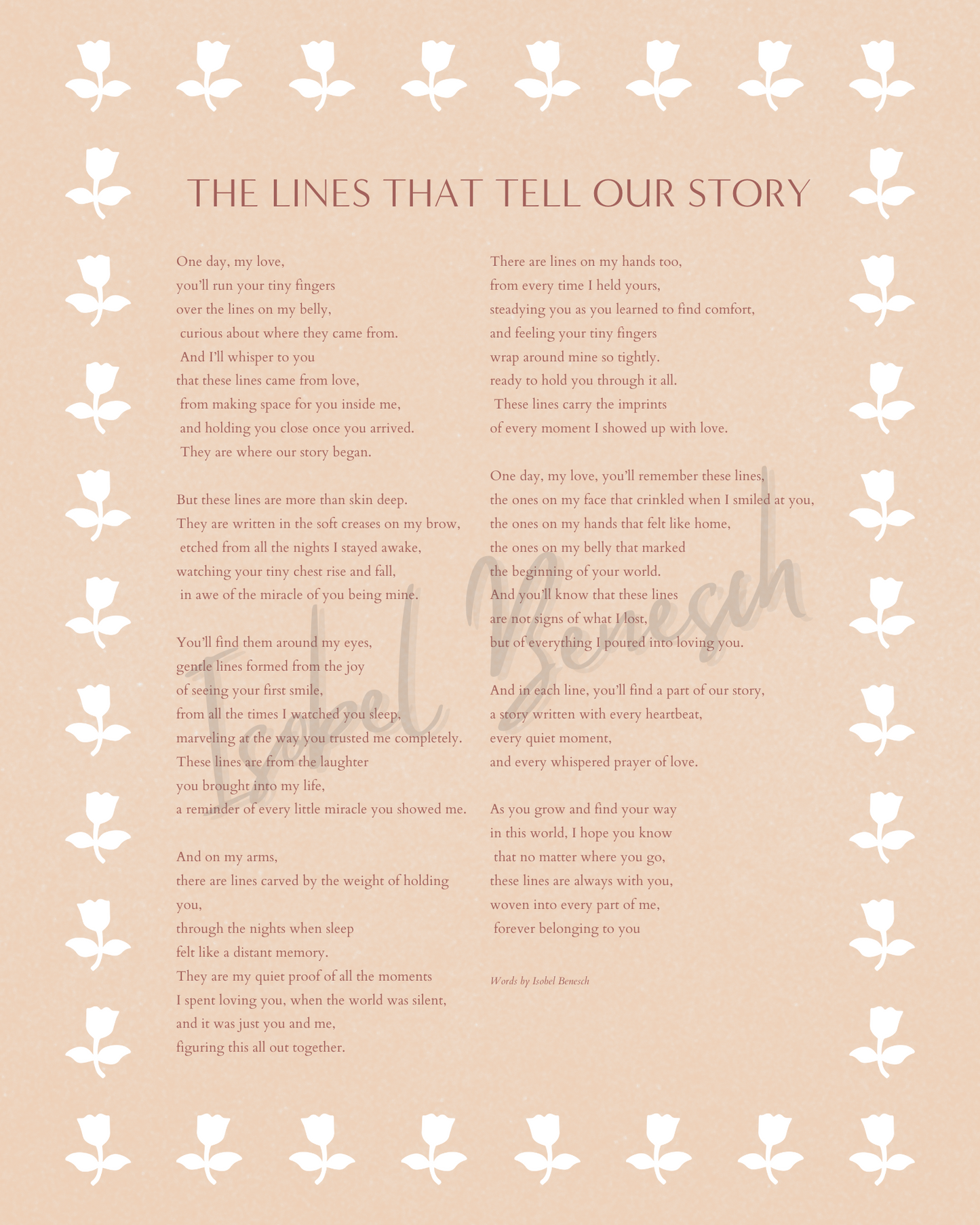 The Lines That Tell Our Story Printable Poem
