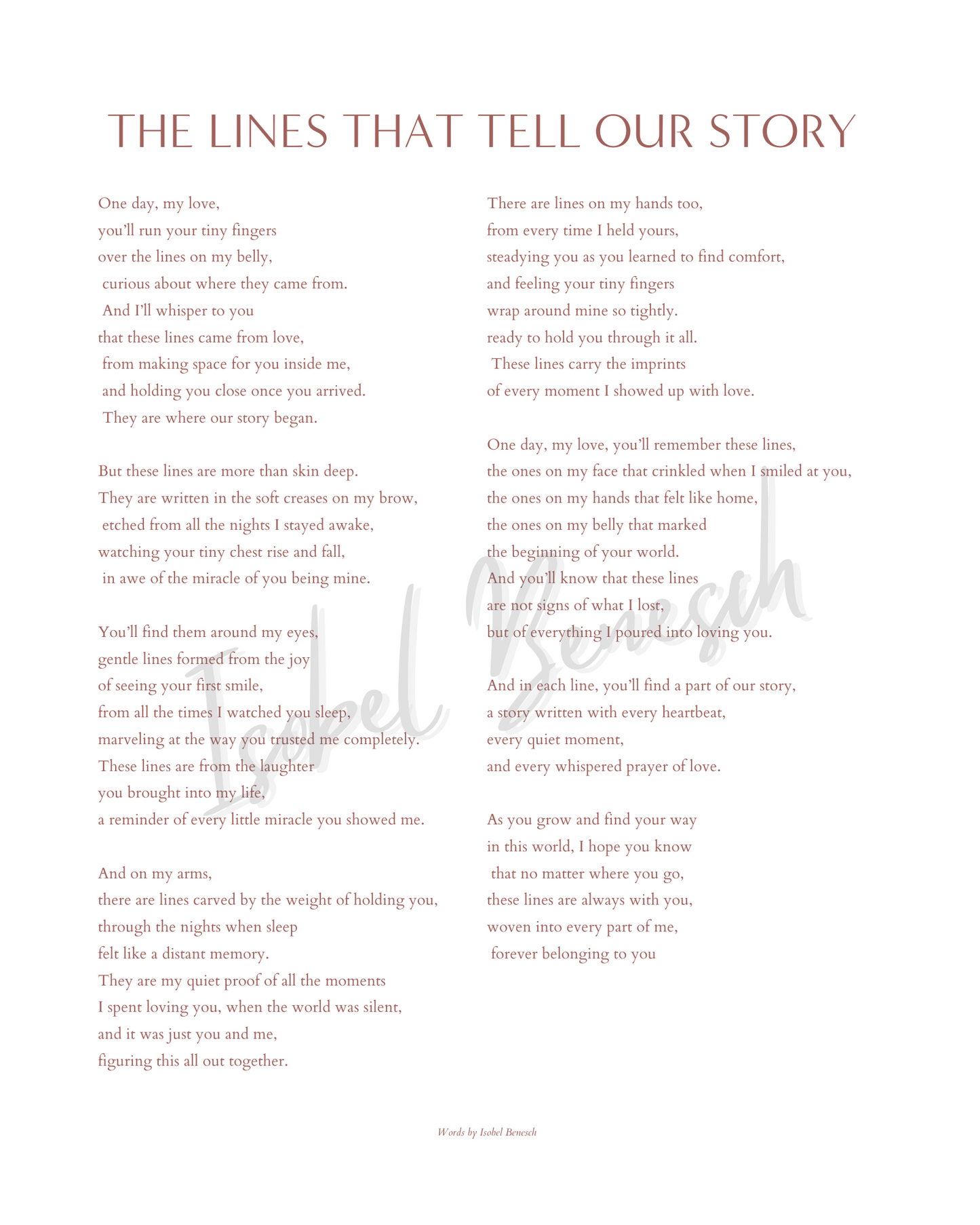 The Lines That Tell Our Story Printable Poem