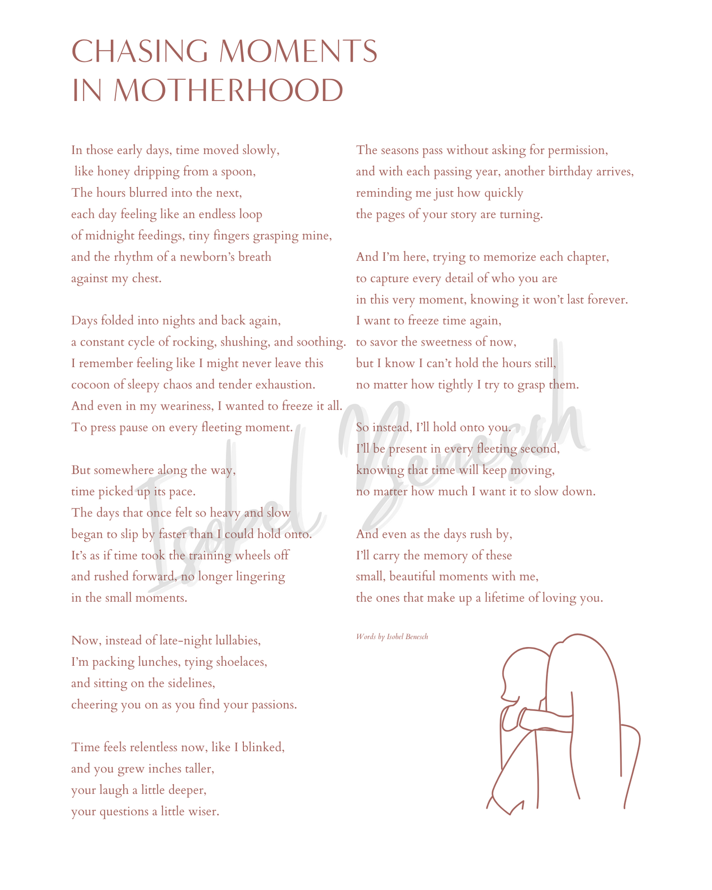 Chasing Moments in Motherhood 8 x 10 Printable Poem