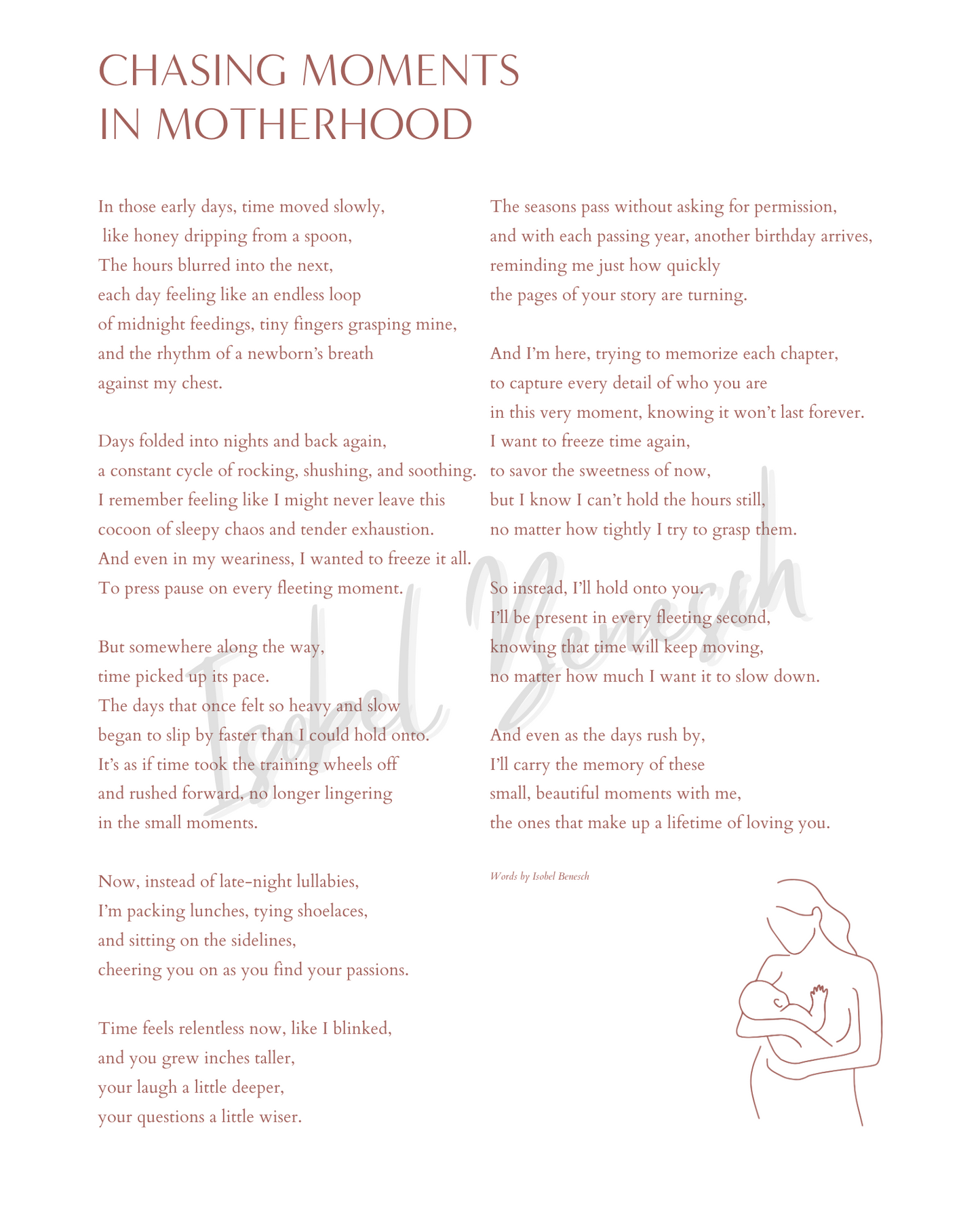 Chasing Moments in Motherhood 8 x 10 Printable Poem