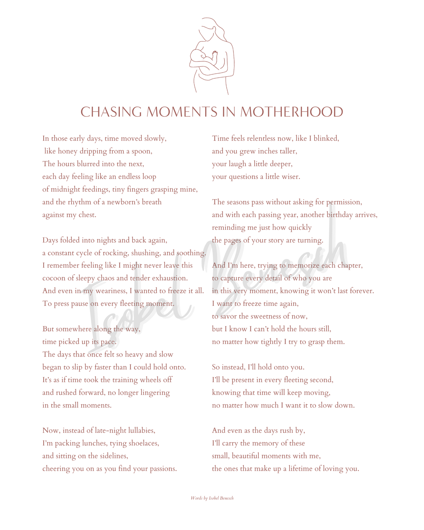 Chasing Moments in Motherhood 8 x 10 Printable Poem
