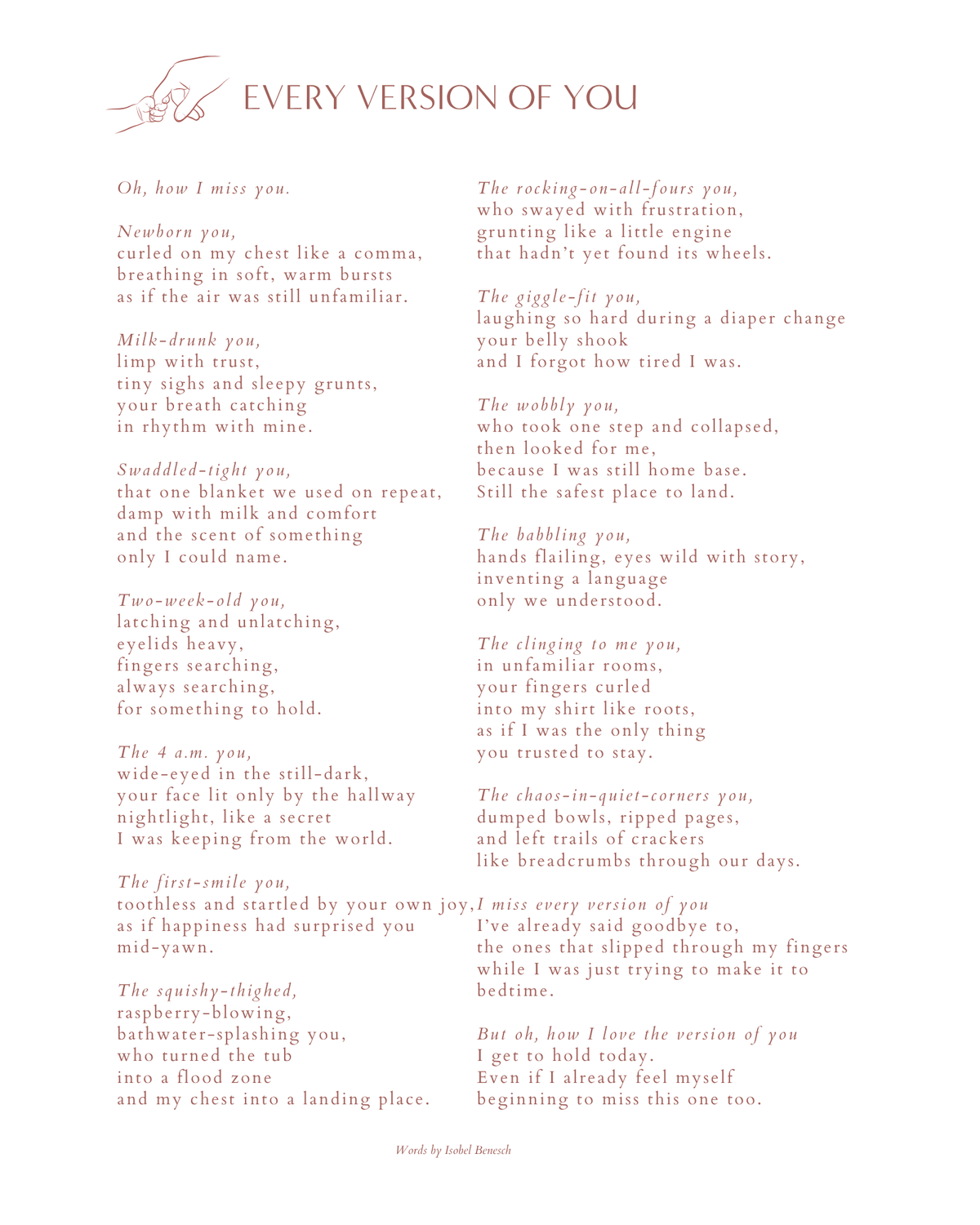 Every Version of You- 8x10 Digital Download Printable Poem