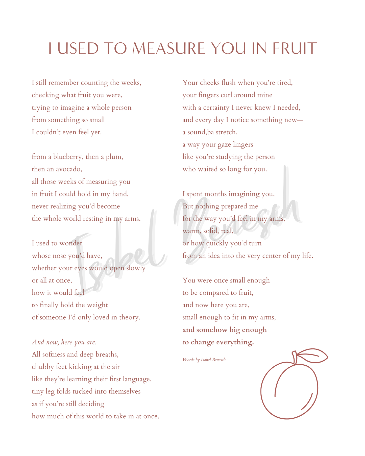 I Used to Measure You In Fruit - A Motherhood Art Print