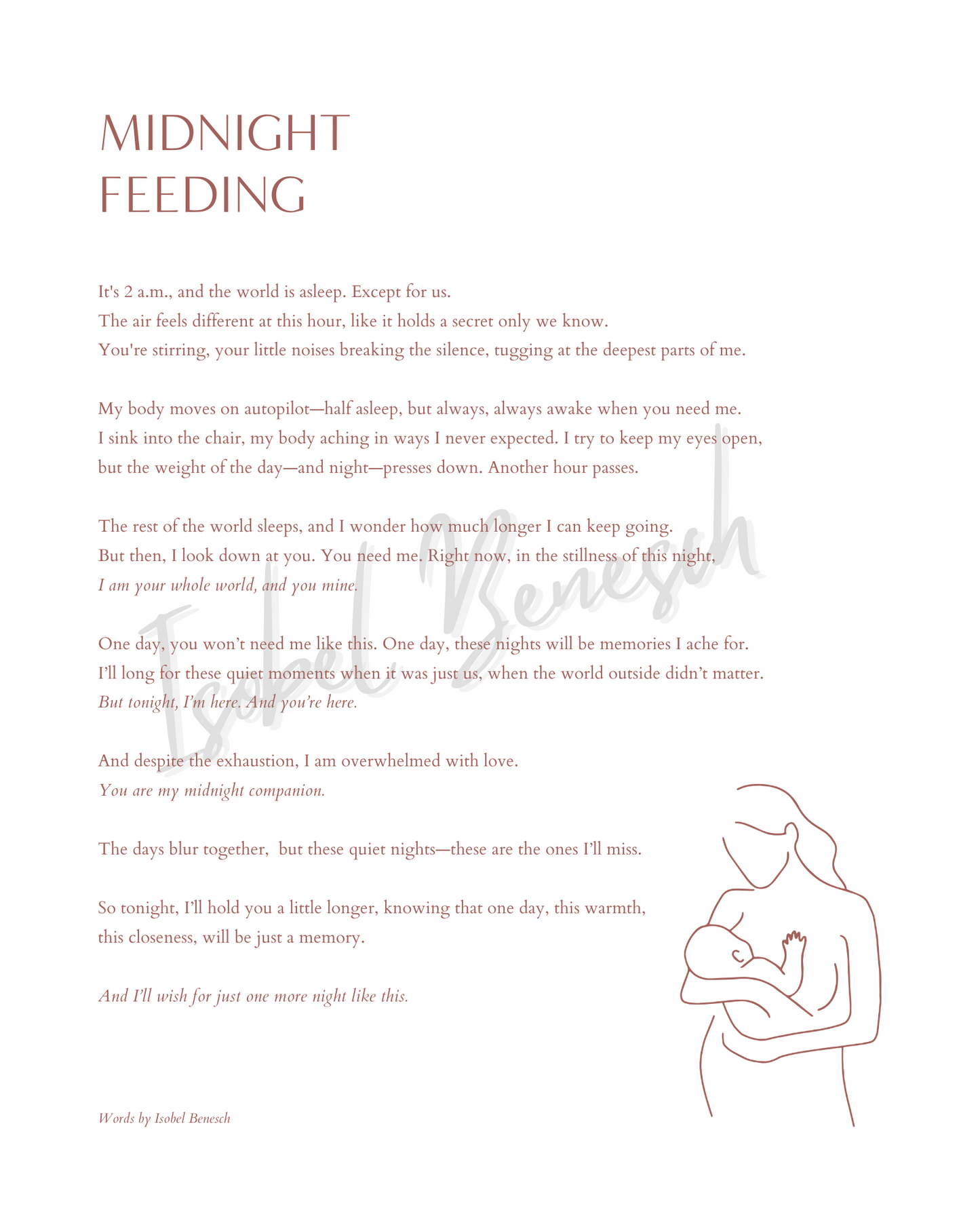 Midnight Feeding Printable Poem