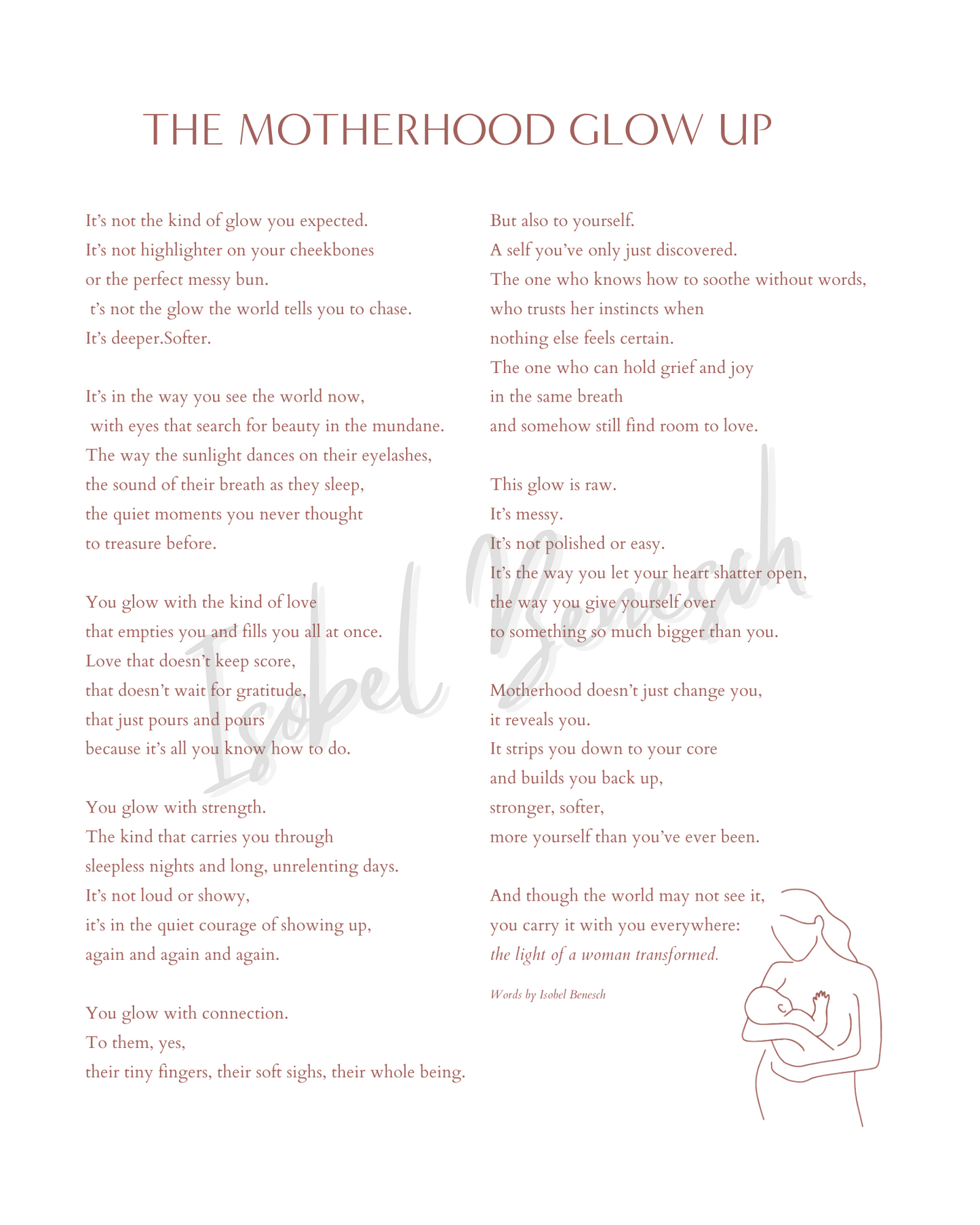 The Motherhood Glow Up - 8x10 Printable Poem