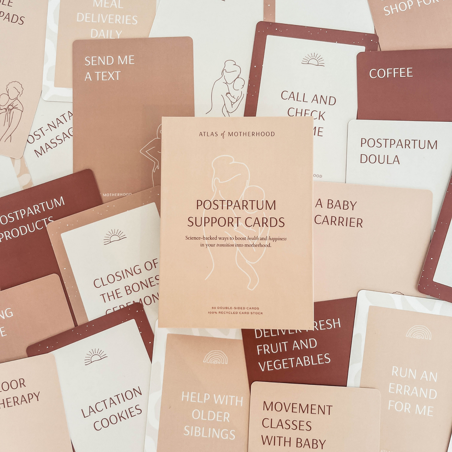 New Mom Postpartum Support Cards – 50-Card Deck for Practical Postpartum Support | Baby Shower and New Mom Gift