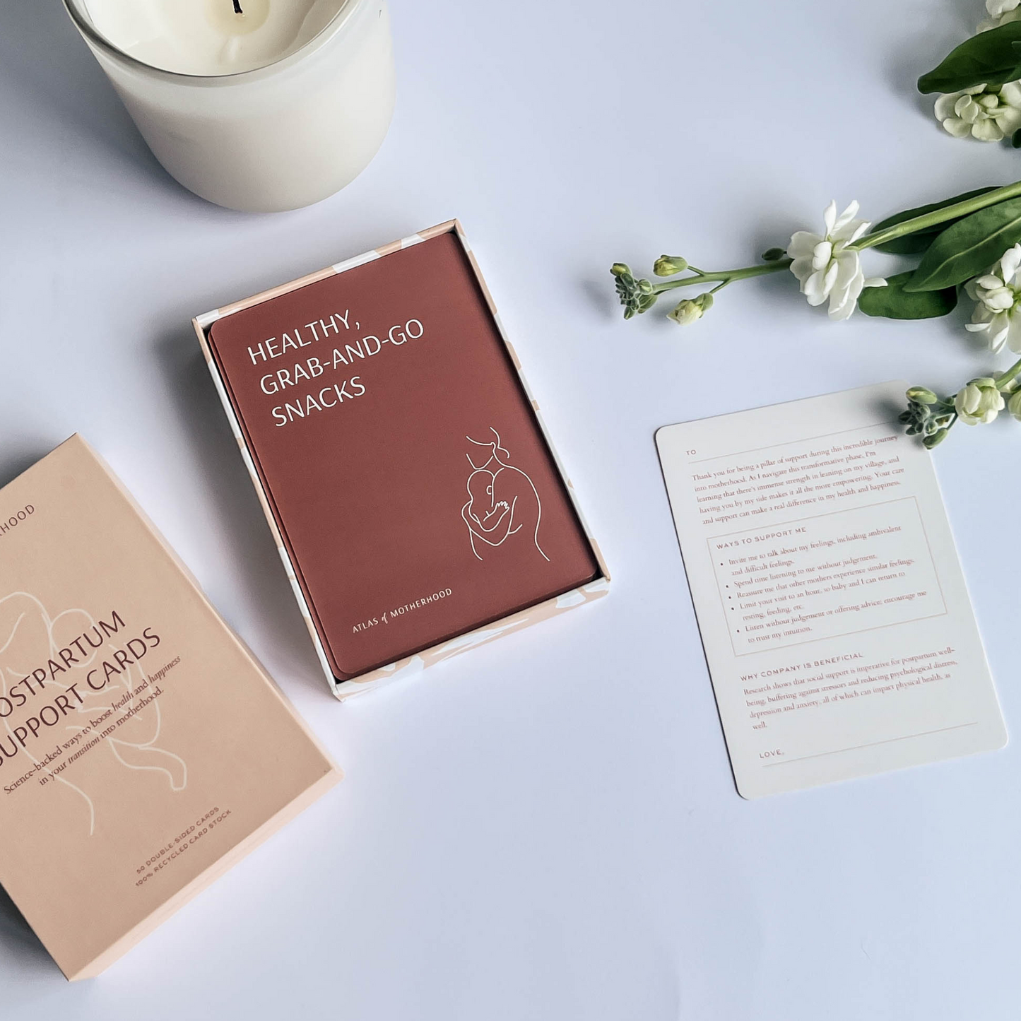 New Mom Postpartum Support Cards – 50-Card Deck for Practical Postpartum Support | Baby Shower and New Mom Gift