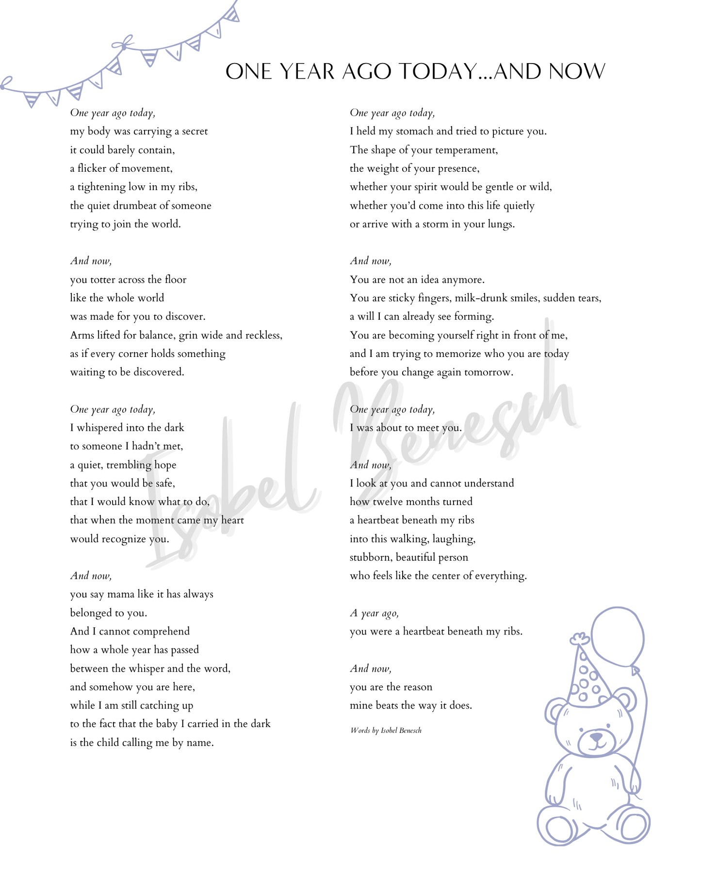 One Year Ago, And Now - A Motherhood Print