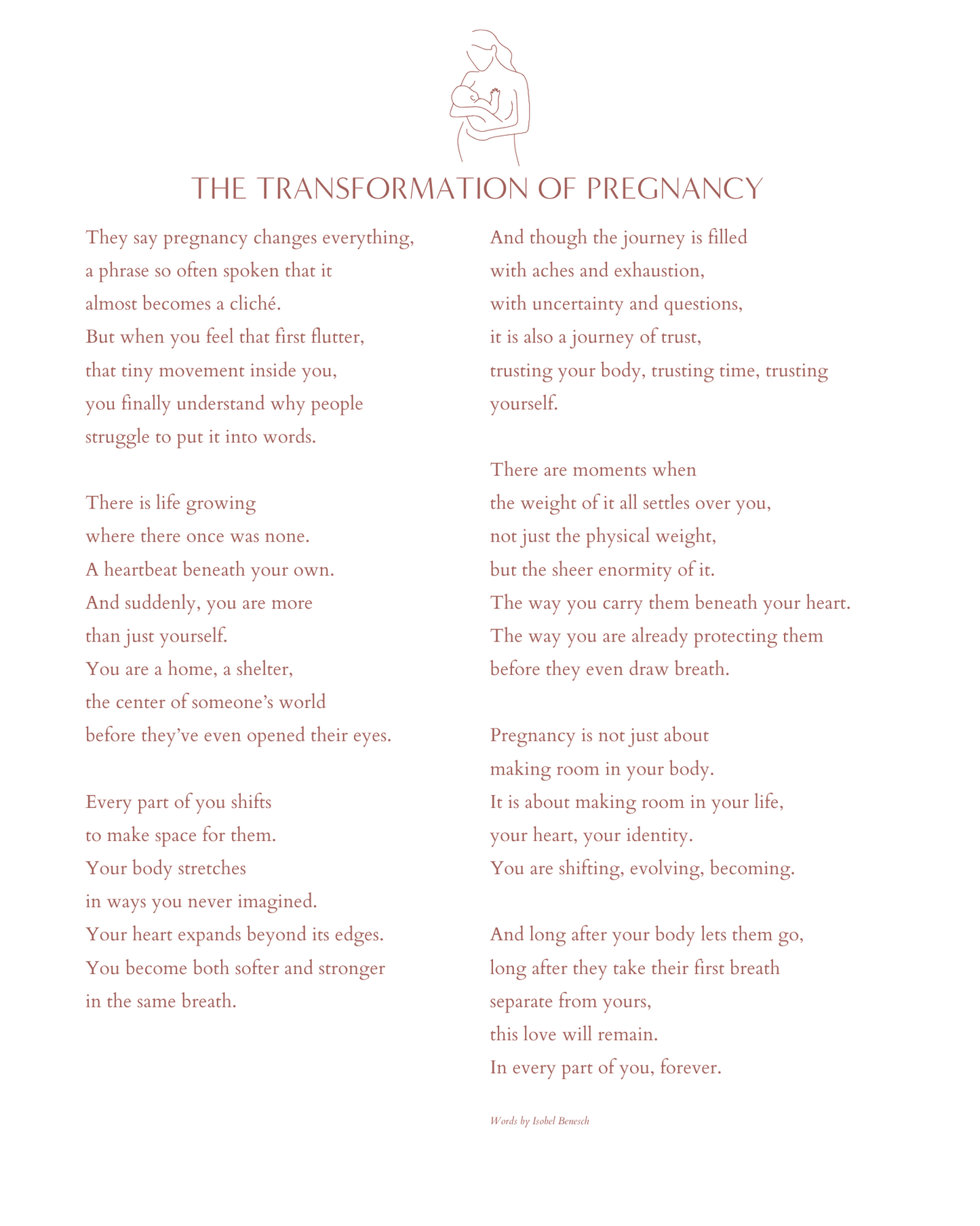 Pregnancy is a Transformation - 8x10 Printable Poem Expecting Mother Gift