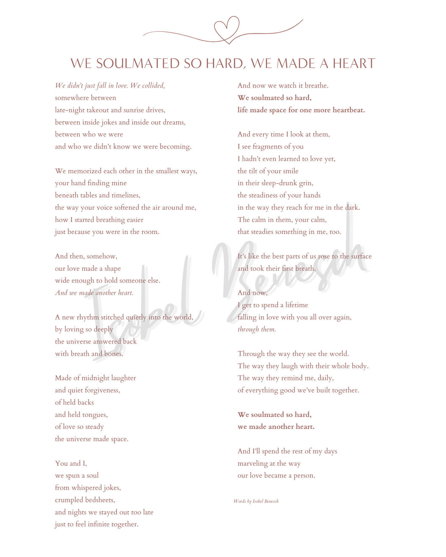 Soulmated So Hard, We Made A Heartbeat - 8x10 Digital Download Printable Poem