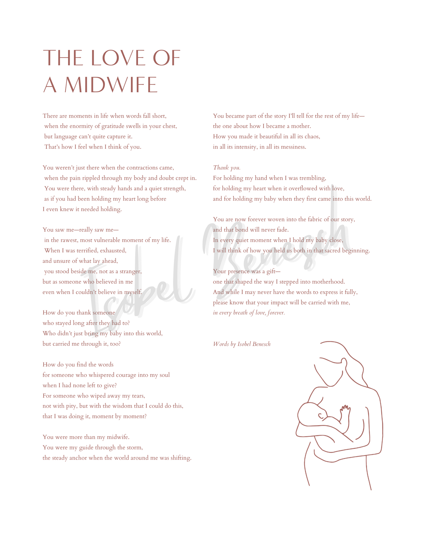 The Love of a Midwife Printable Poem
