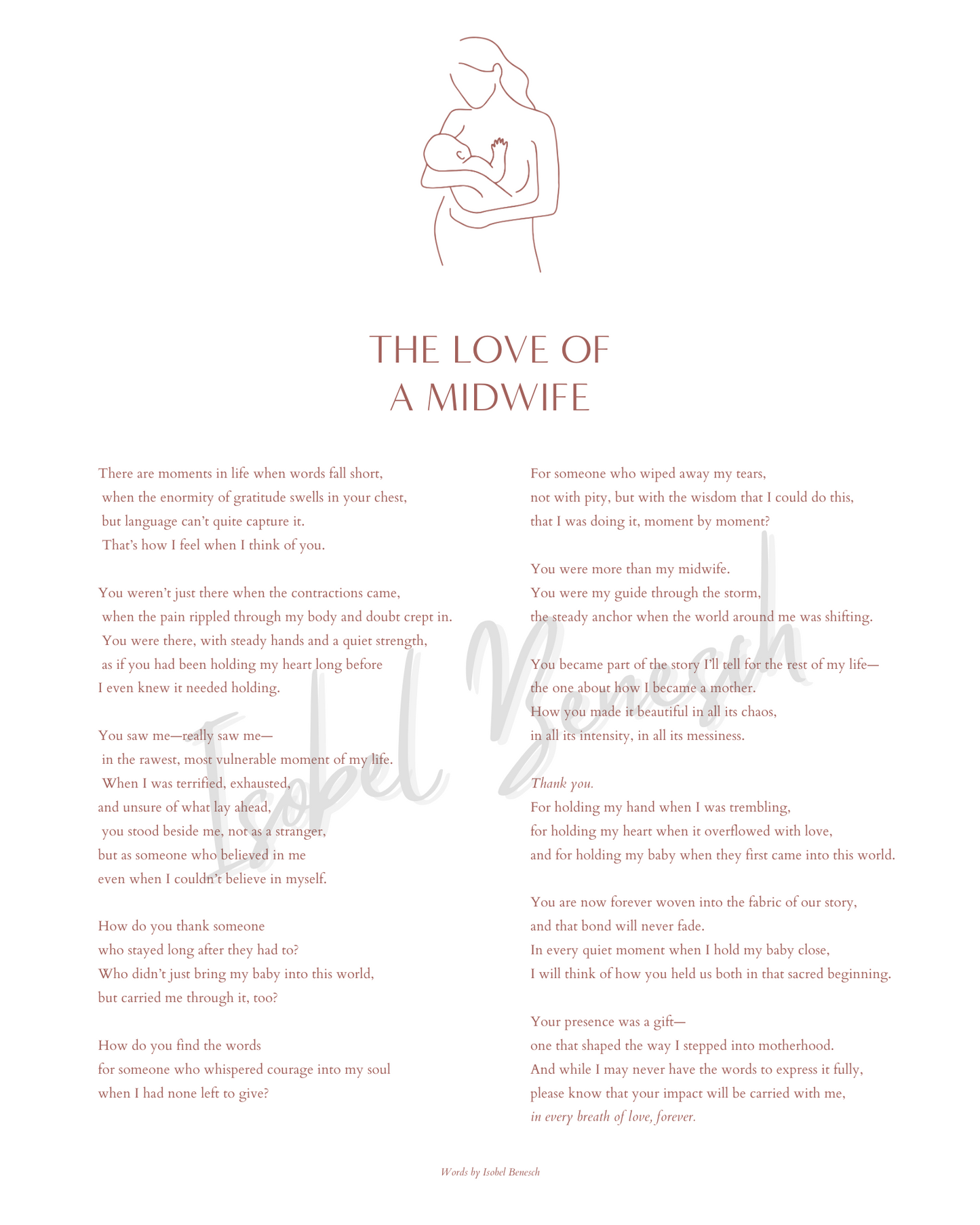 The Love of a Midwife Printable Poem