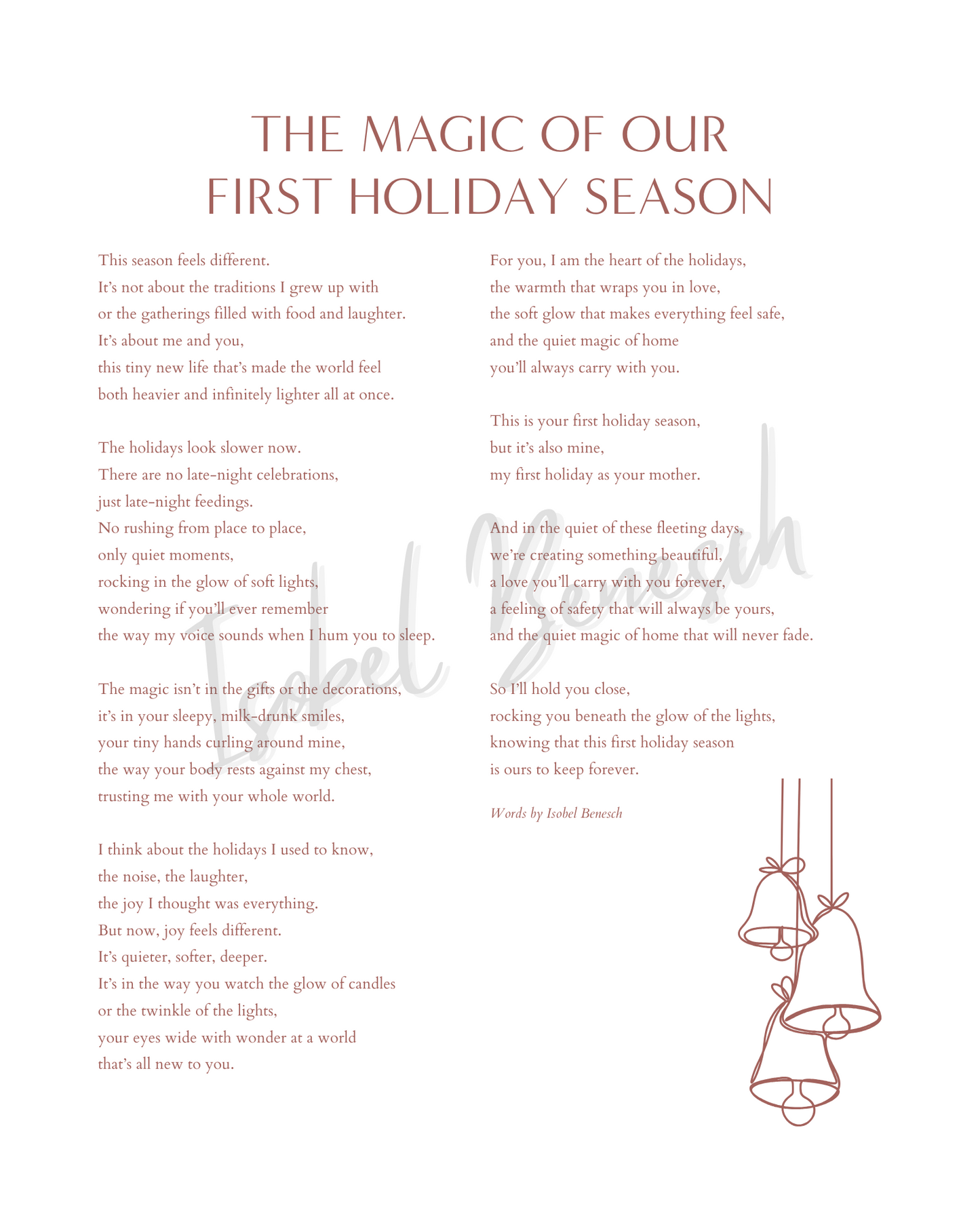 The Magic of Your First Holiday Season as a Mother Printable Poem 8 x 10 Digital Download