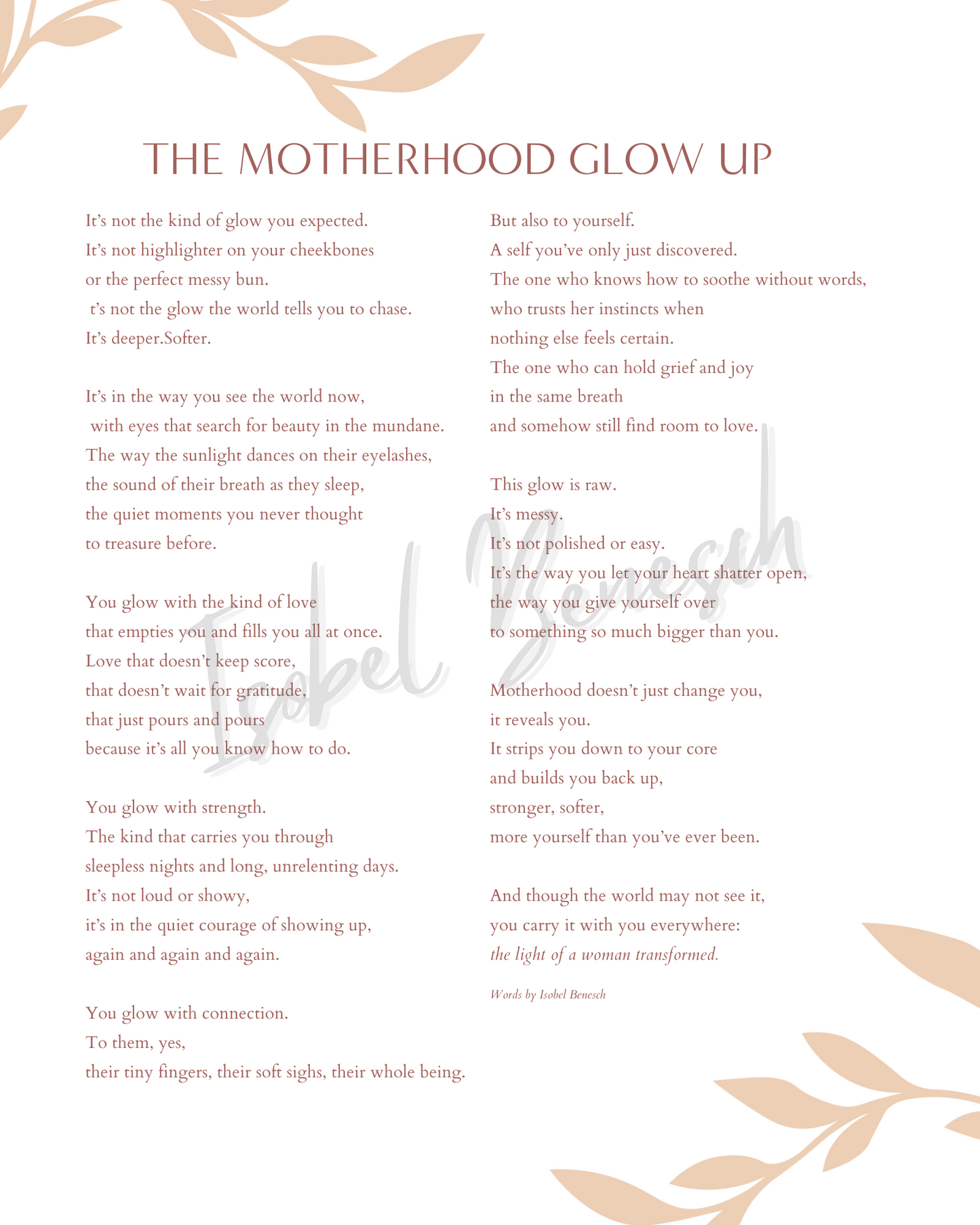 "I Love You More Than" 8x10 Printable Poem – A Timeless Expression of a Mother’s Love