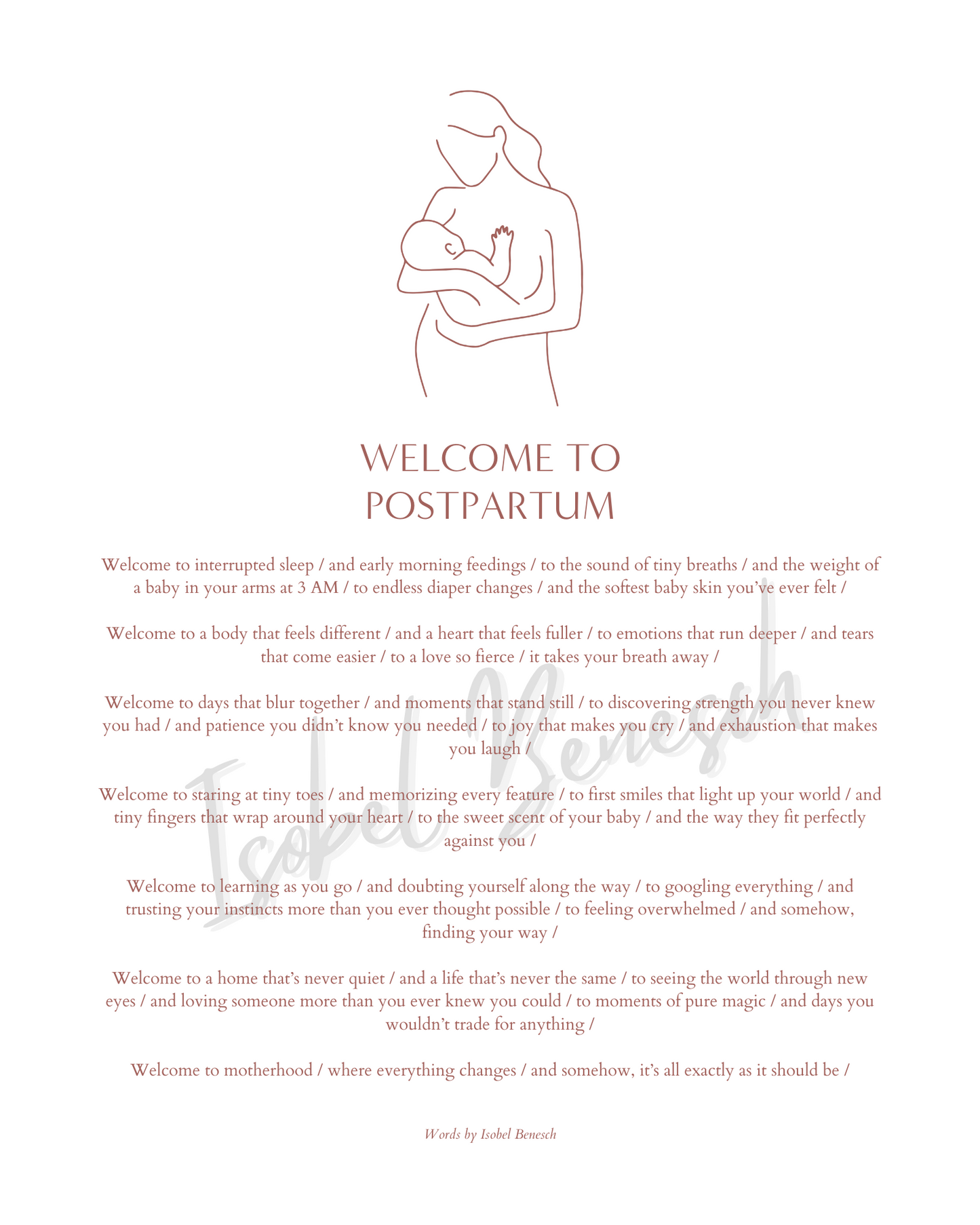 Welcome to Postpartum Printable Poem