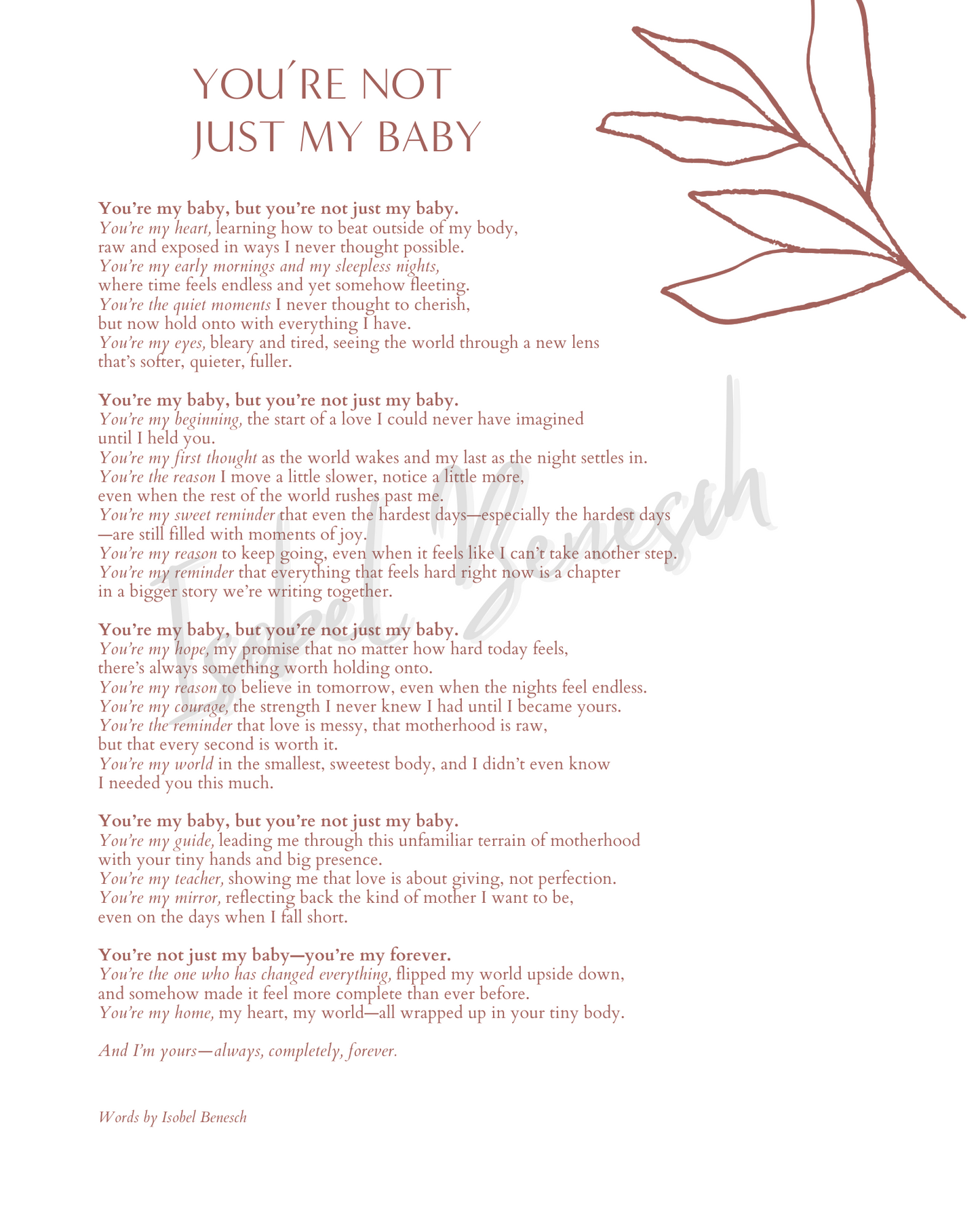 You're Not Just My Baby Printable Poem