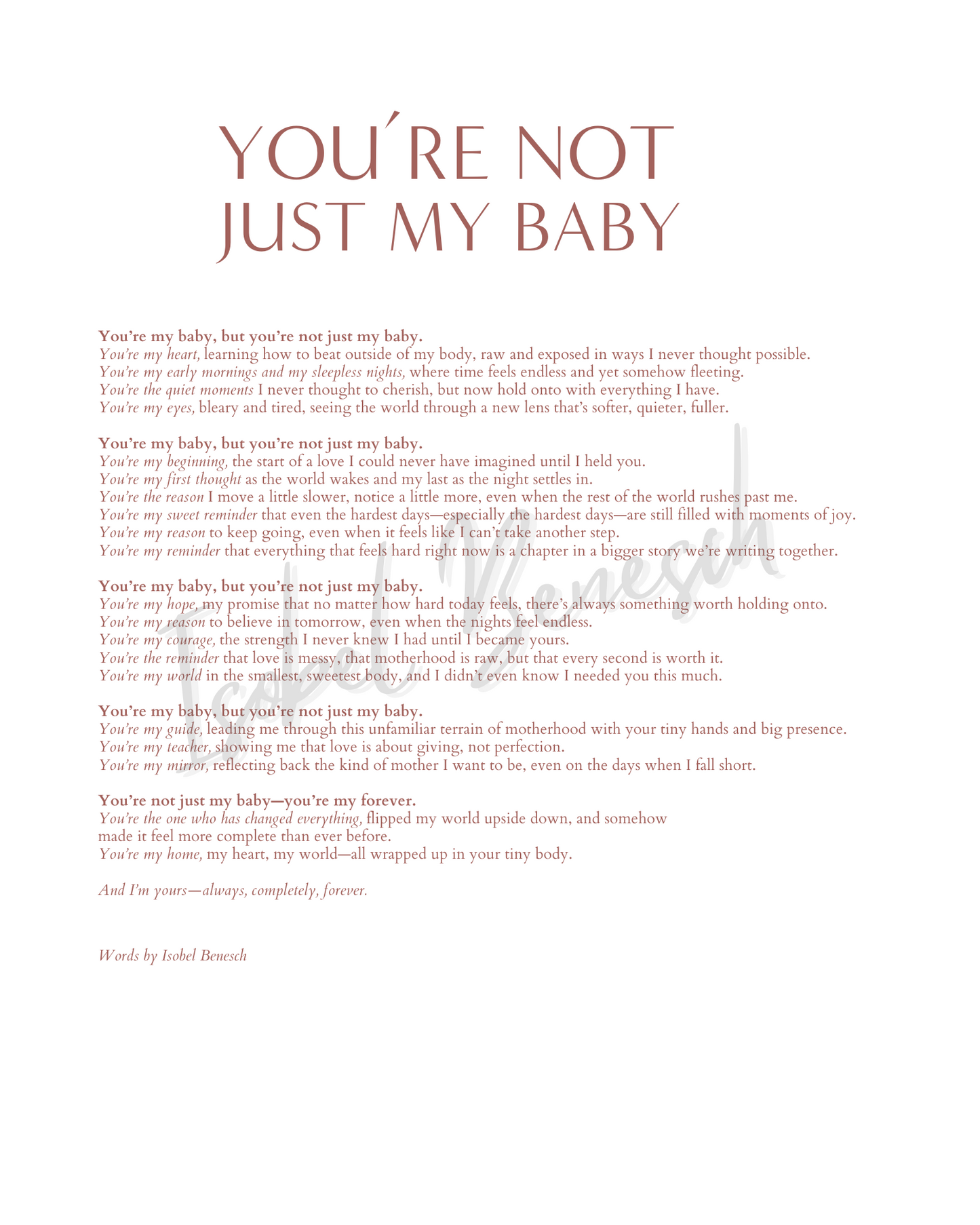 You're Not Just My Baby Printable Poem