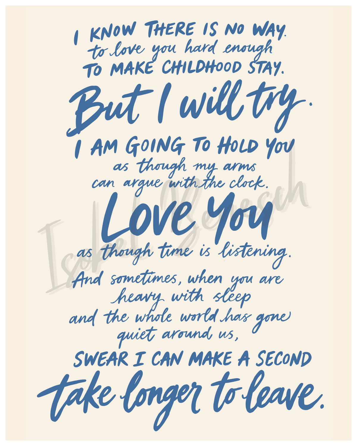 Love You Like Time is Listening - A Motherhood Art Print