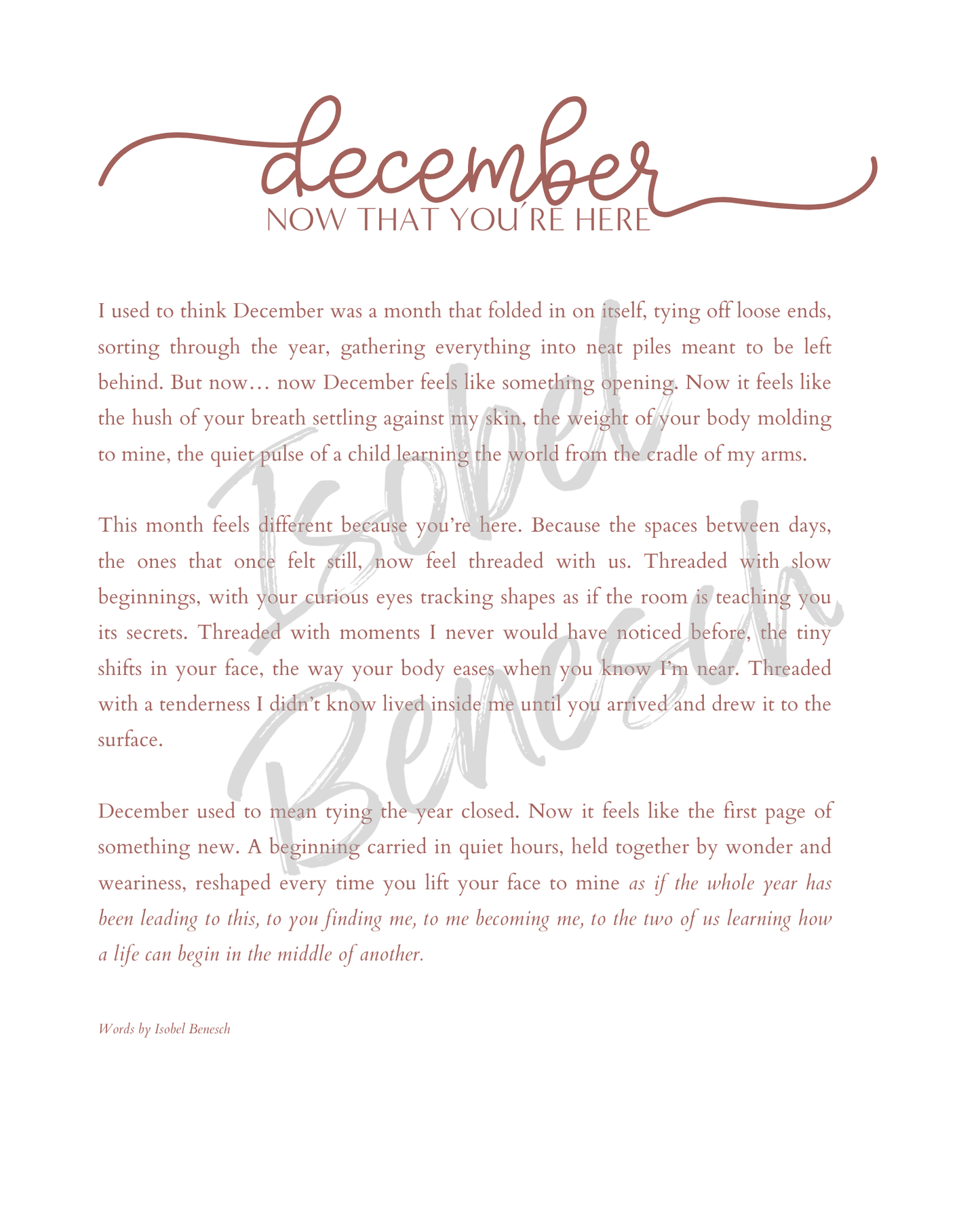December, Now That You're Here_8x10 Art Print_Digital Download