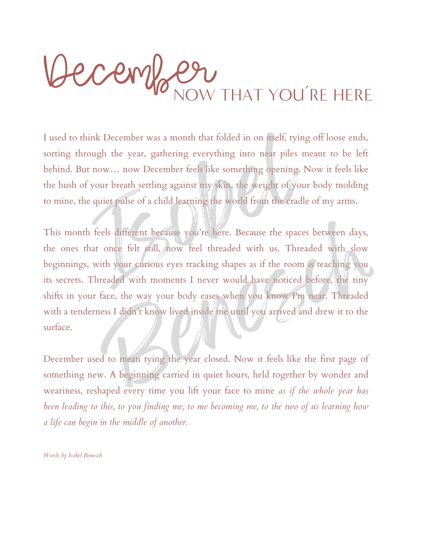 December, Now That You're Here_8x10 Art Print_Digital Download