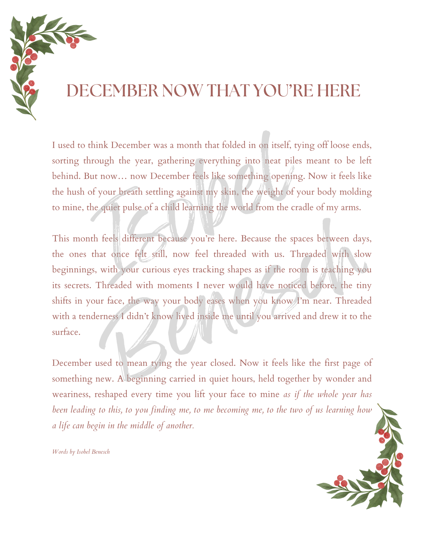 December, Now That You're Here_8x10 Art Print_Digital Download