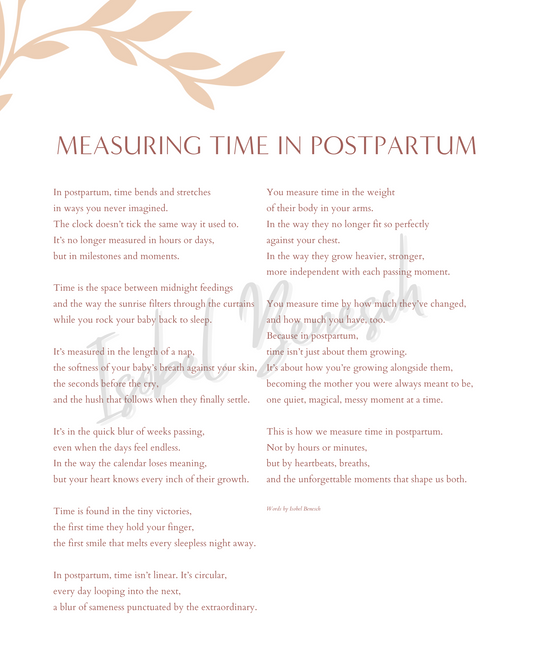 Measuring Time in Postpartum - 8x10 Printable Poem