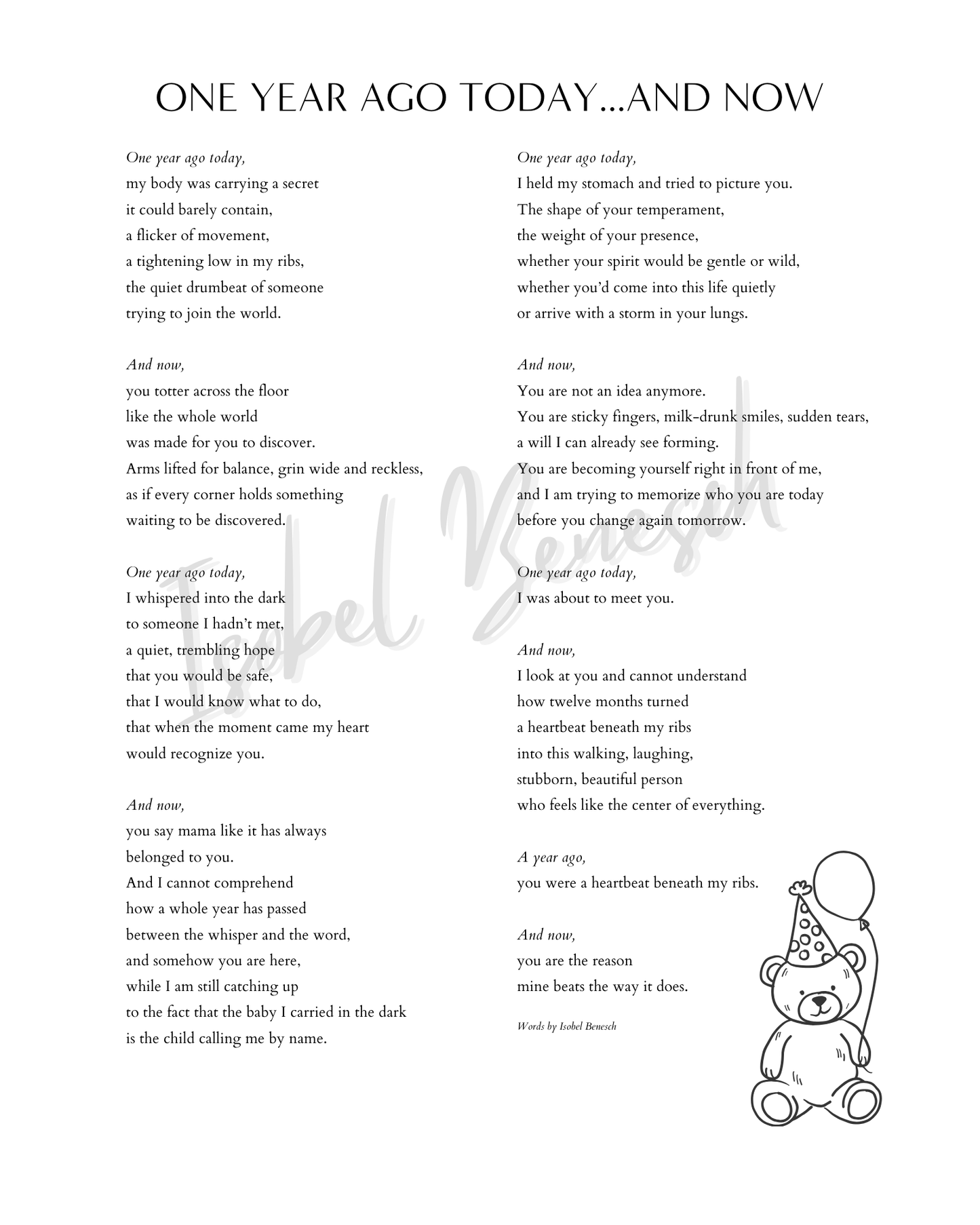 One Year Ago, And Now - A Motherhood Print