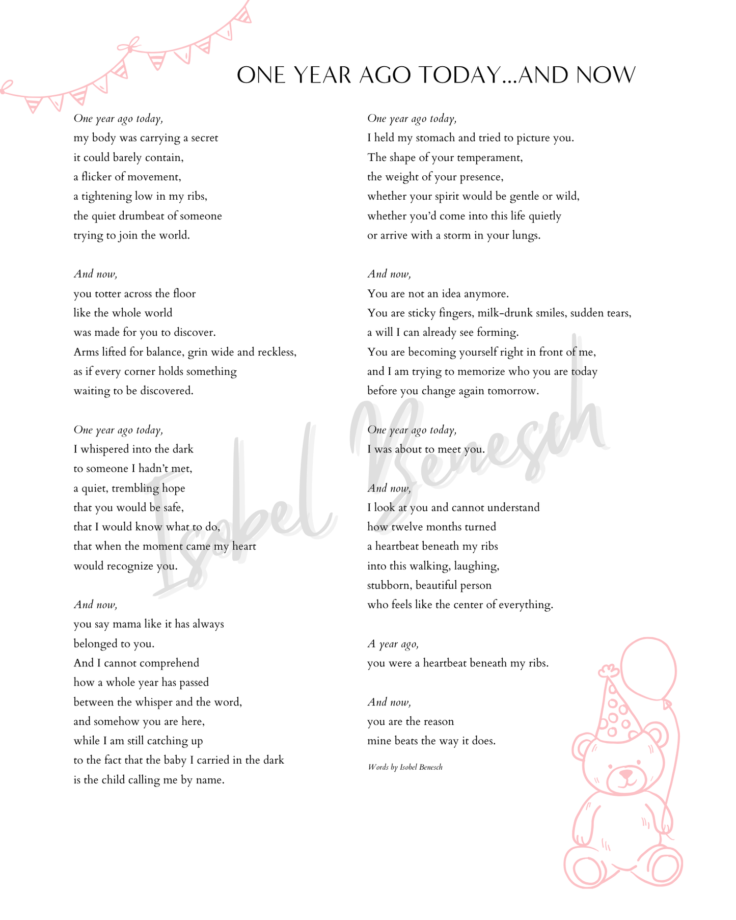 One Year Ago, And Now - A Motherhood Print