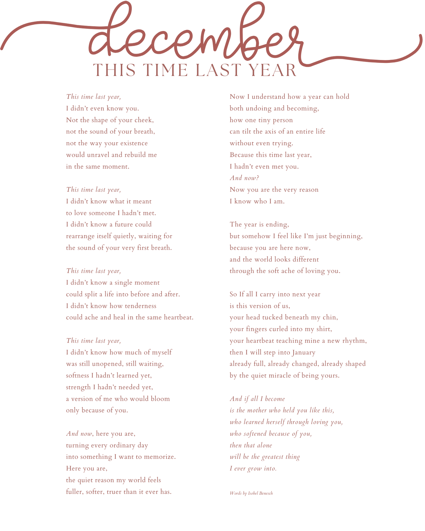 This Time Last Year - 8x10 Printable Poem_Digital Download
