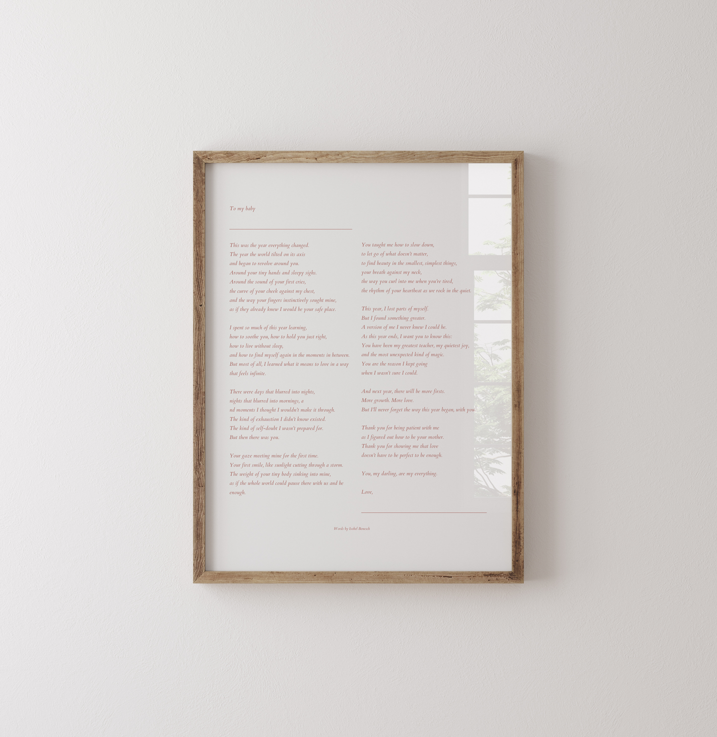 "To My Baby" - A Printable Letter for Your Baby’s Keepsake - 8x10 Printable Poem