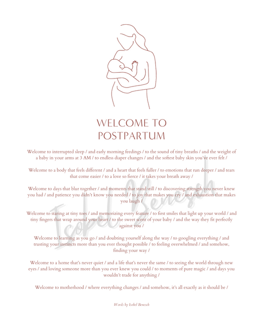 Welcome to Postpartum Printable Poem