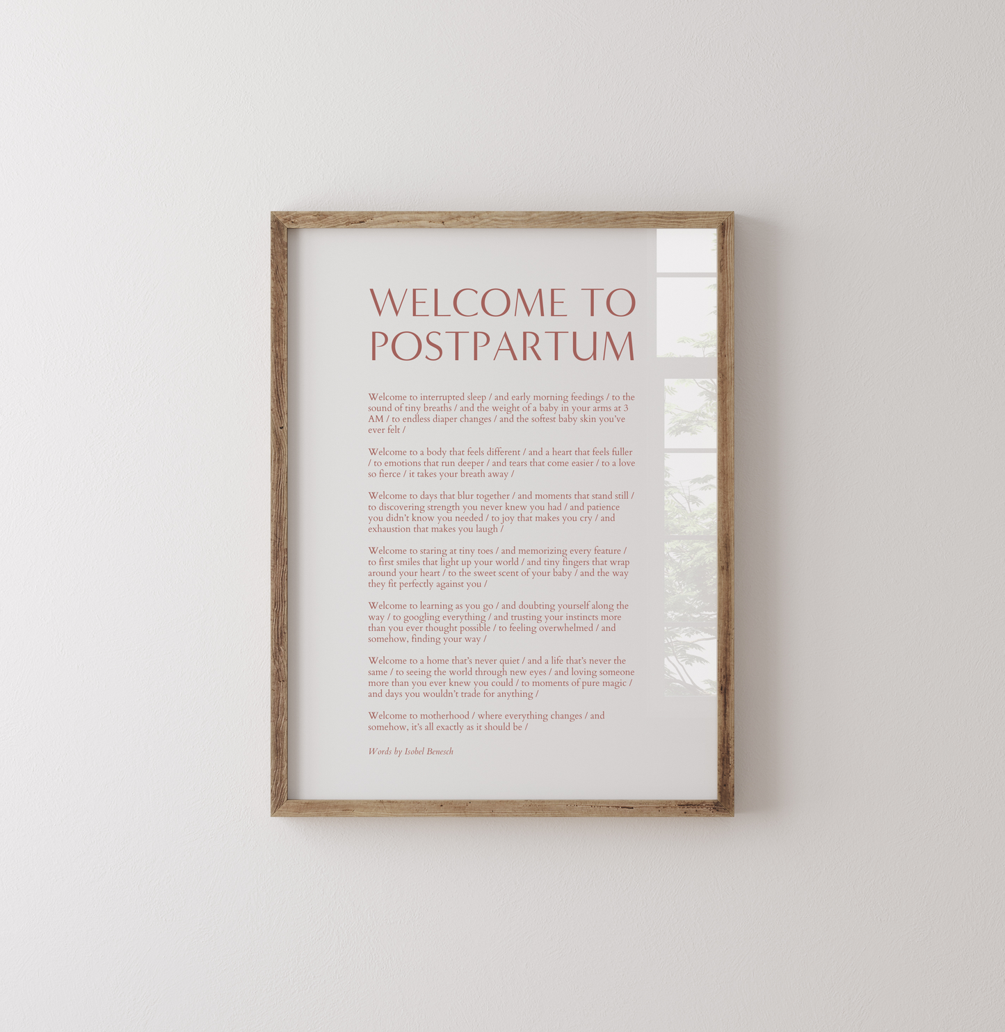 Welcome to Postpartum Printable Poem