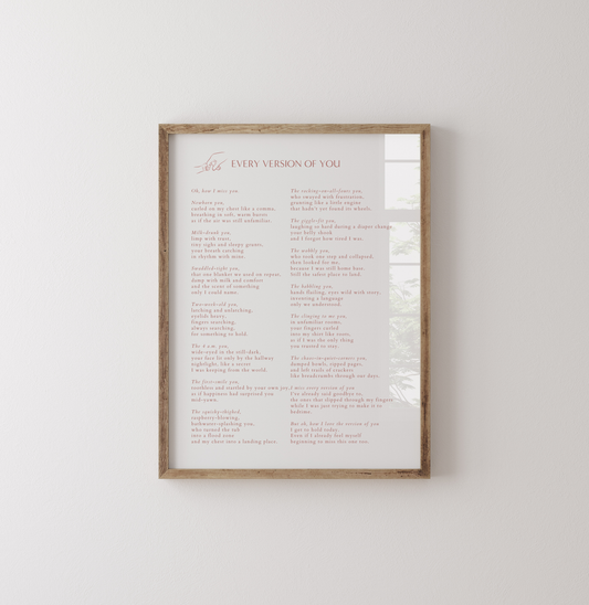 Every Version of You-  8x10 Digital Download Printable Poem