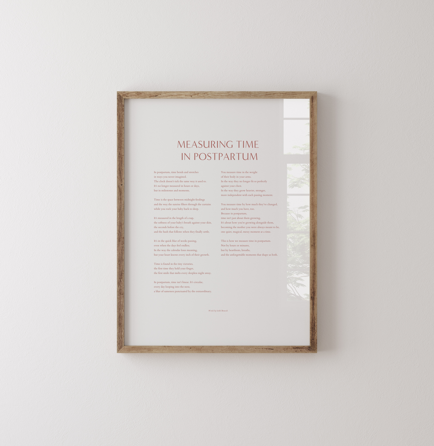 Measuring Time in Postpartum - 8x10 Printable Poem