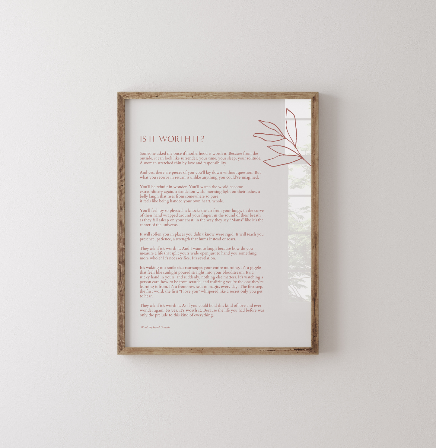 Is It Worth It? - 8x10 Digital Download Printable Poem for Early Motherhood